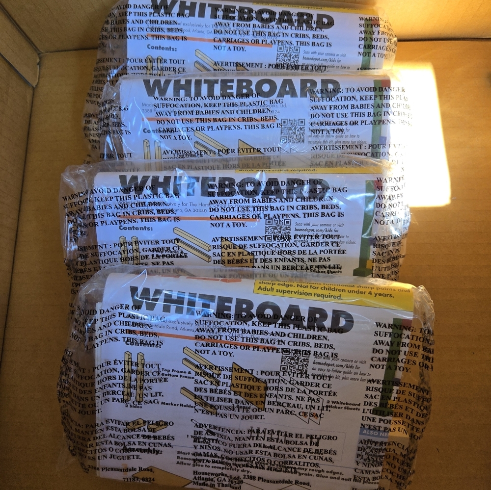 Set of 4. Home Depot Kids Workshop Whiteboard Kits. Toy DIY Building Set